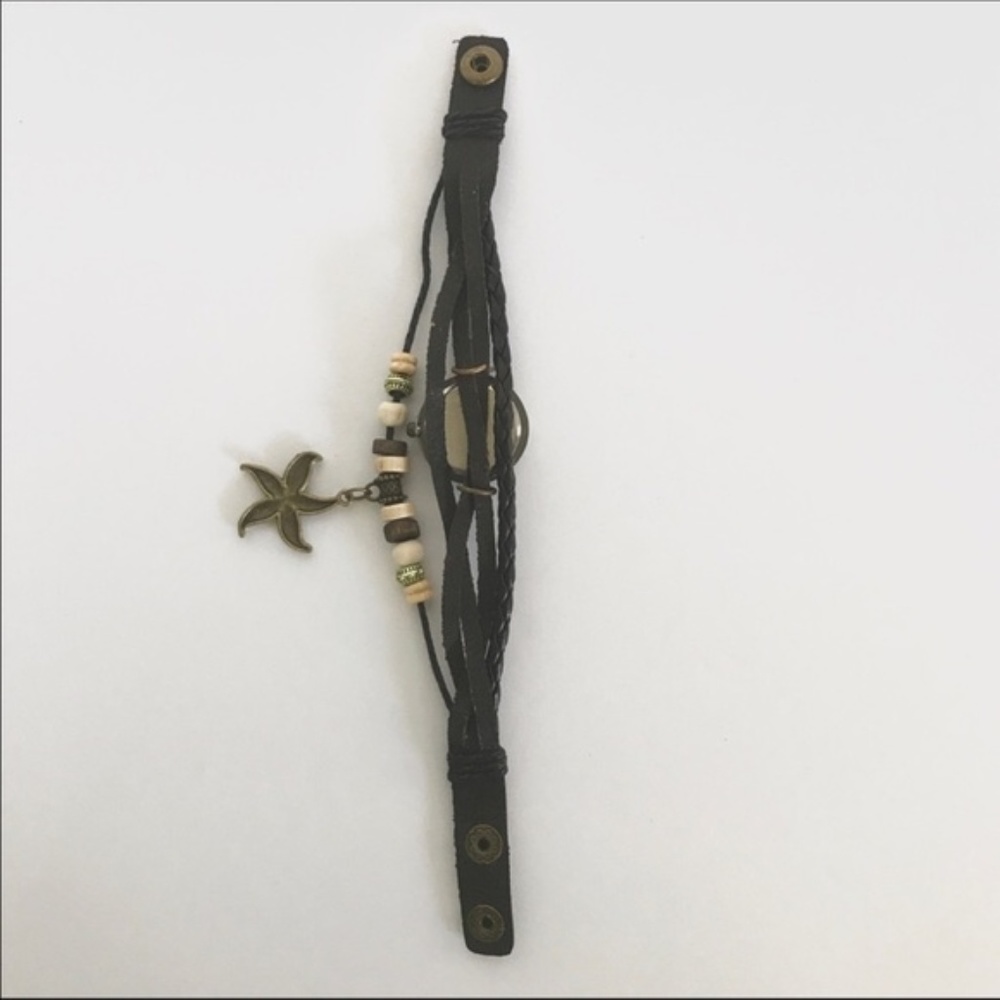 Boho Chic Black Starfish Charm Bracelet Watch - Picture 3 of 5